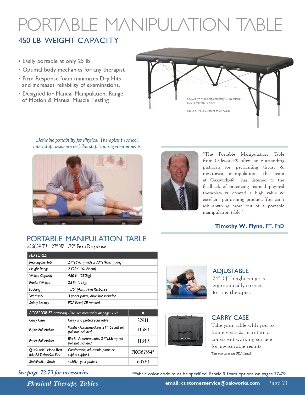 Oakworks Portable Manipulation Table Physical Therapy